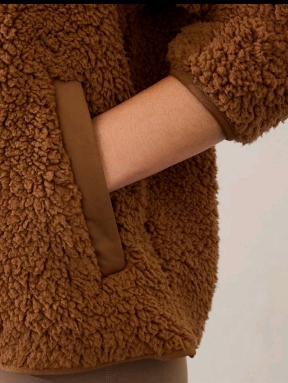 Athleta Cloud Fleece Jacket Pampas Beige Large Zip Pockets Cozy Sold Out - Picture 5 of 9